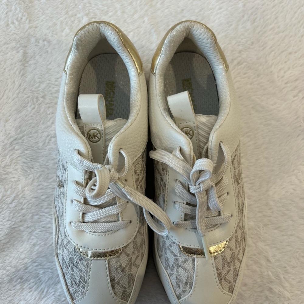 Brand New Michael Kors White and Gold Sneakers